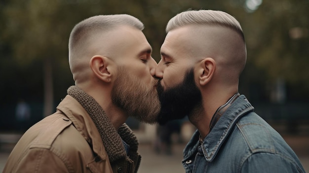 Generative AI Gay Couple Kissing