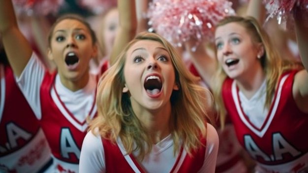 Foto ia generativa e un gruppo di cheerleader in azione