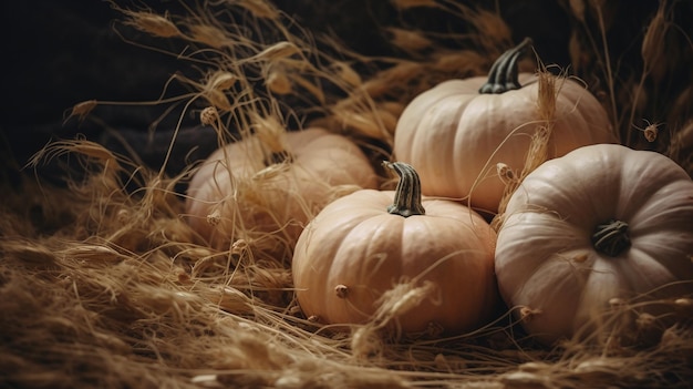 Generative AI Halloween and Thanksgiving decoration for home and celebration concept pumpkins