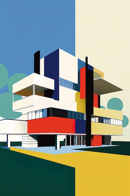 Photo generative ai house modern bauhaus style background