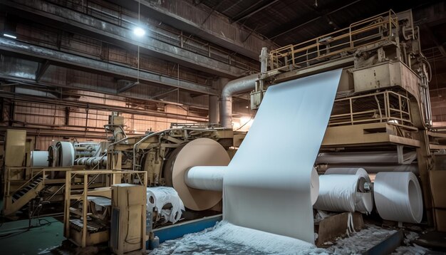 Фото Огромные рулоны бумаги, размещенные на складе в ожидании использования