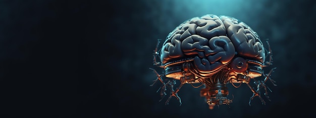 Generative AI human brain and artificial intelligence concept big data processing computer