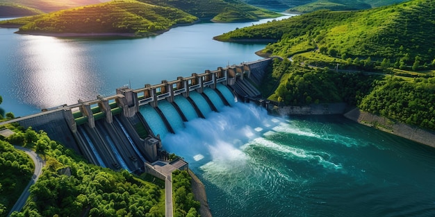 Generative AI hydroelectric dam utilizing the flow of water to produce sustainable energy power