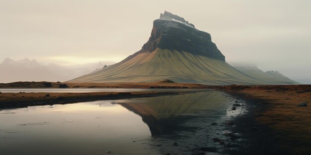 Generative AI Iceland beautiful foggy wild landscape with mountains aesthetic muted colors