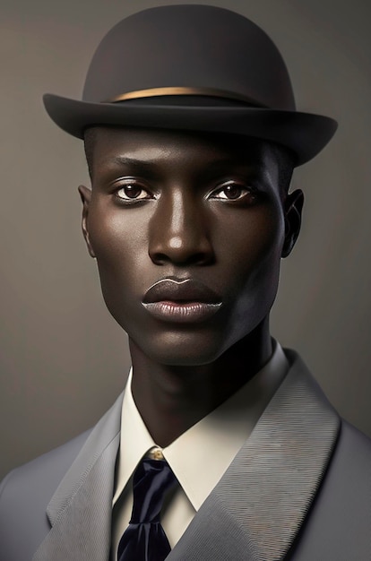 쿠튀르 패션을 입은 아프리카계 미국인 남성의 생성 AI 삽화