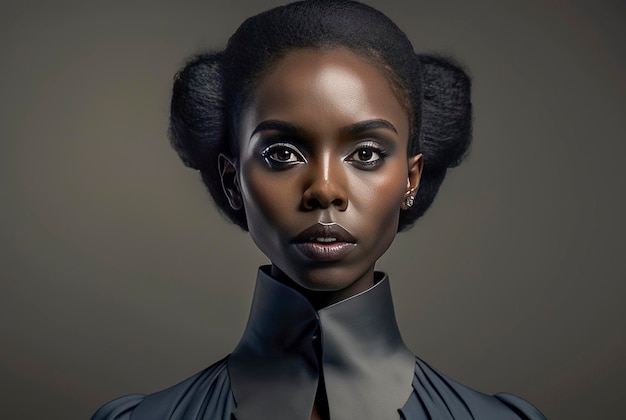 Генеративный AI-иллюстратор африканской женщины, одетой в моду от кутюр