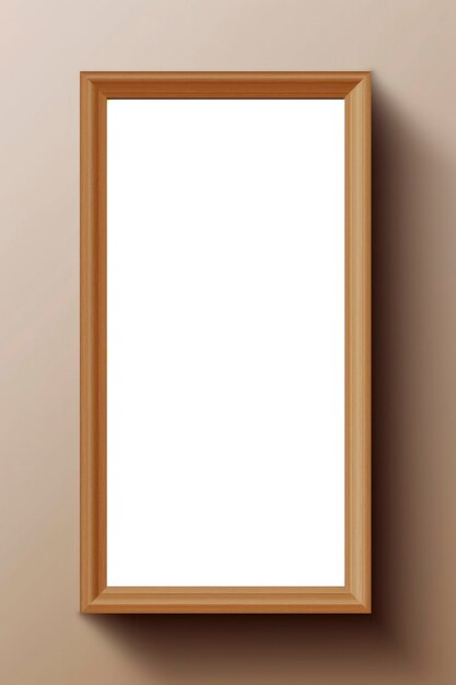 Generative AI illustration of Blank white wall with empty wooden framewide mockup