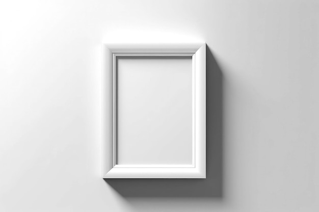 Photo generative ai illustration of blank white wall with empty wooden framewide mockup