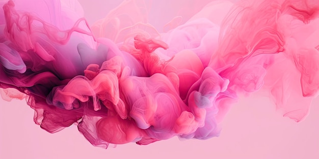 Generative AI illustration Closeup of swirling pink blue and white smoke in the background Horizontal panorama