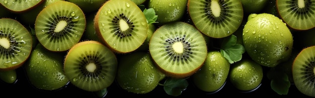 Generative ai illustration of a Creative food summer Kiwi fruits banner