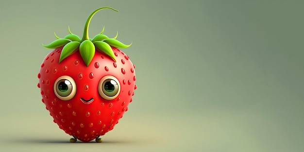 Generative AI illustration Cute cartoon character strawberry isolated on background Emblem template