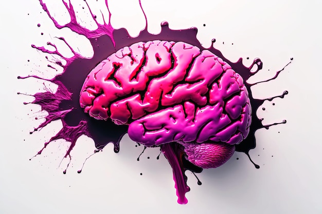Генеративный AI иллюстрация цифрового соединения многоцветного человеческого мозга