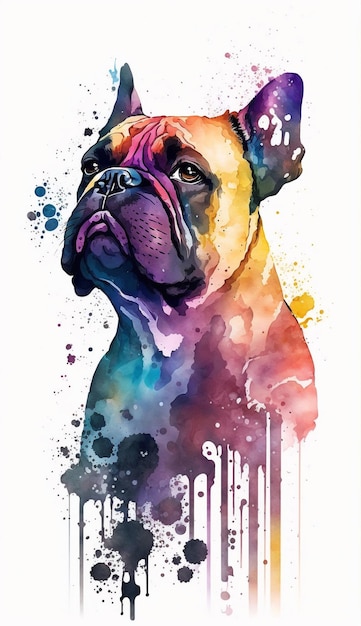 Generative ai illustration of dog watercolor painting style isolated on white background