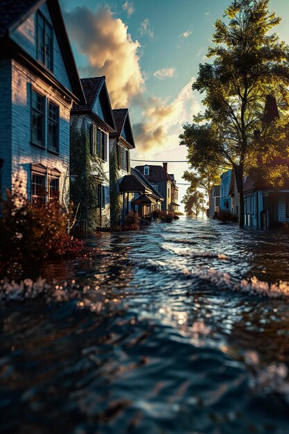 Generative AI illustration of flooding houses with ... Circuit Diagram