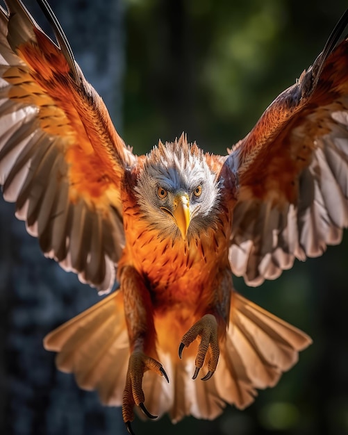 Генеративная иллюстрация летающего орла, смотрящего в камеру