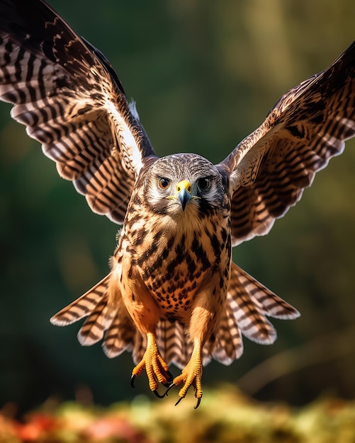 Foto illustrazione generativa di un'aquila volante che guarda la telecamera