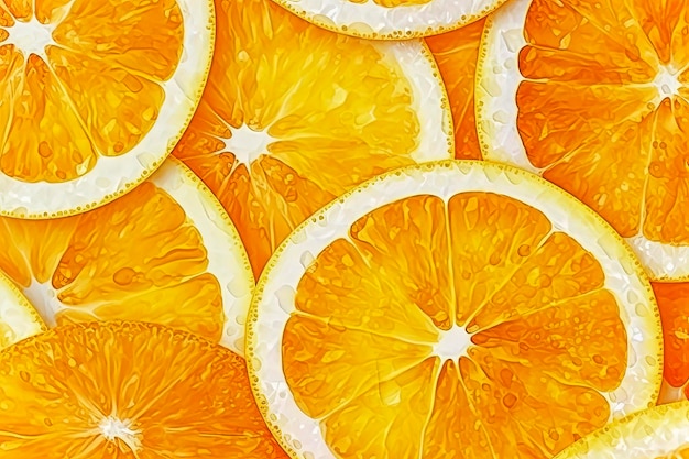 Generative AI illustration of fresh and healthy oranges in minimalist illustration style Healthy food concept