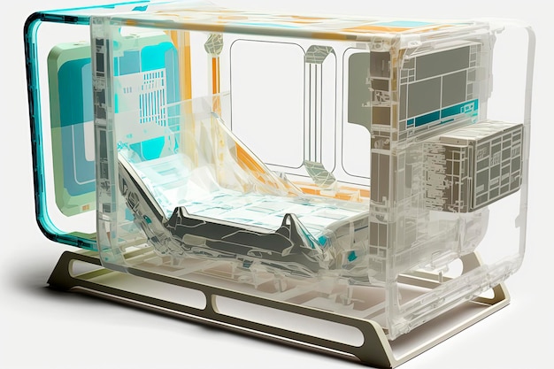 Generative AI illustration of futuristic hospital bed equipped with all technical means