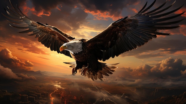 Generative ai illustration of Giant majestic american Eagle