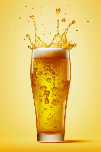 Foto illustrazione generativa dell'ia di un bicchiere di birra ghiacciata con sfondi colorati e luce dura con ombre
