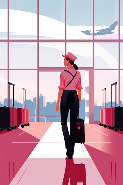 Generative AI illustration of Ground staff in airline airport Vector illustration styleDigital art