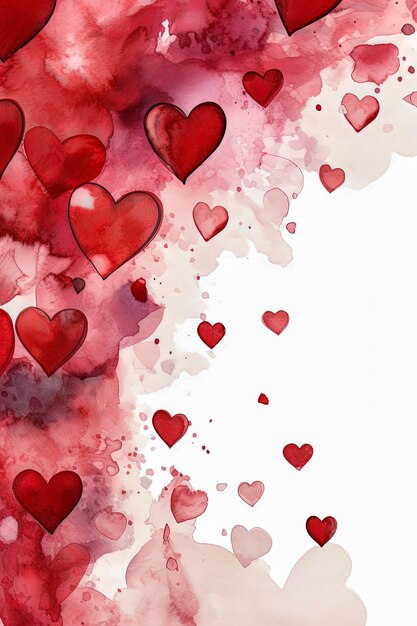 Generative AI illustration of hearts card background for Valentine's Day with copy space Love concept