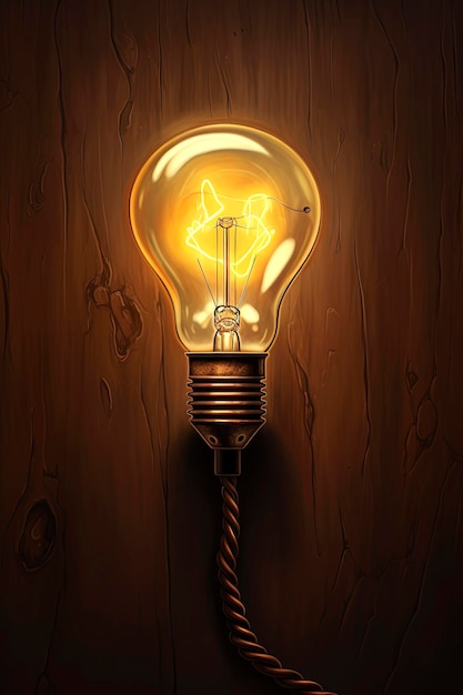 Generative AI illustration of light bulb connected to a cable in pencil drawing illustration style Digital art