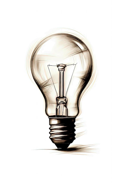 Generative AI illustration of light bulb connected to a cable in pencil drawing illustration style Digital art