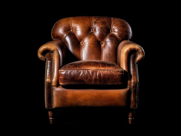 Generative ai illustration of luxurious brown leather armchair