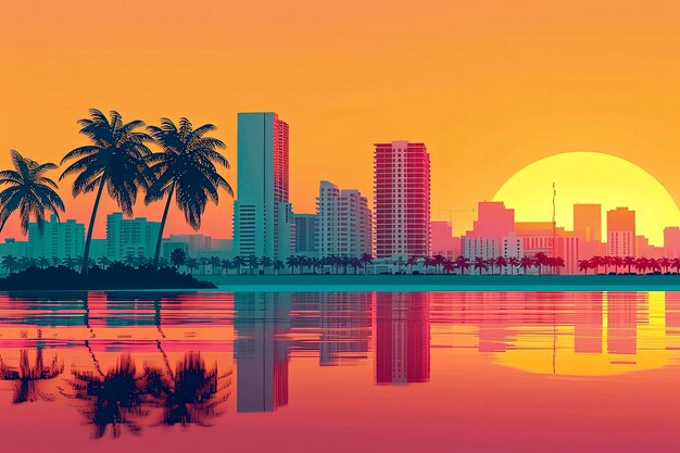 Foto illustrazione generativa con intelligenza artificiale delle strade di miami