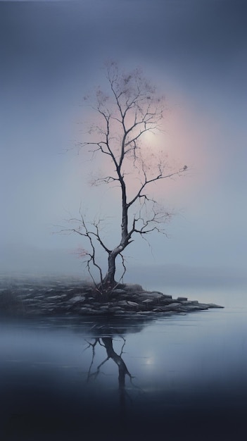 Generative Ai Illustration Misty tree background