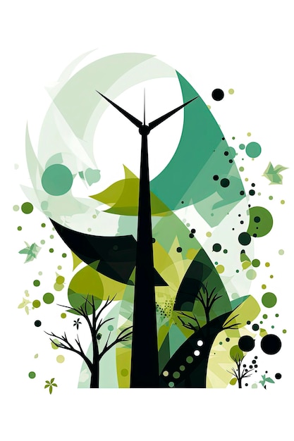 Generative AI illustration of nature clean energy eco friendly sustainability and environment icon