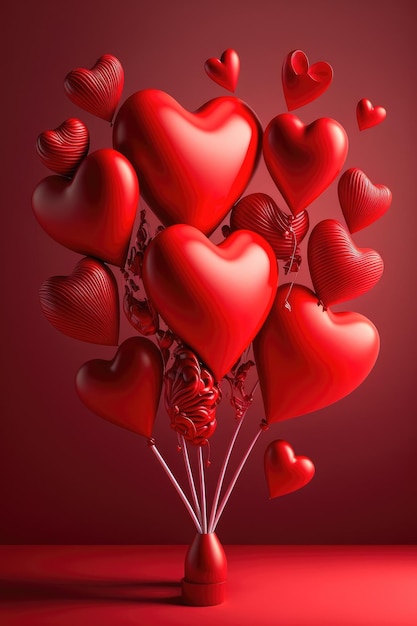 Фото Генеративный ai иллюстрация многих красных сердец на день святого валентина сердце любви нейронная сеть сгенерировала искусство изображение, сгенерированное в цифровом виде