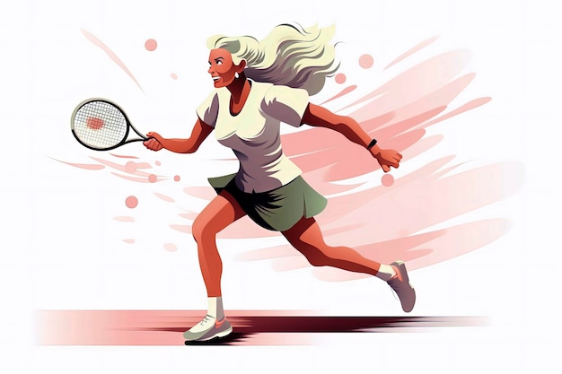 Photo generative ai illustration of old woman playing tennis and pin pog sport concept