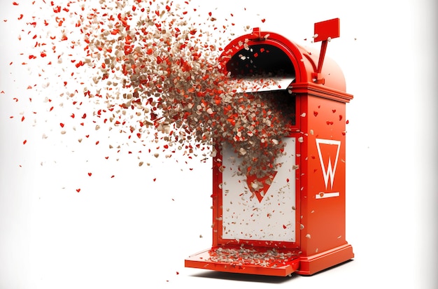 Generative AI illustration of postbox spitting out hearts