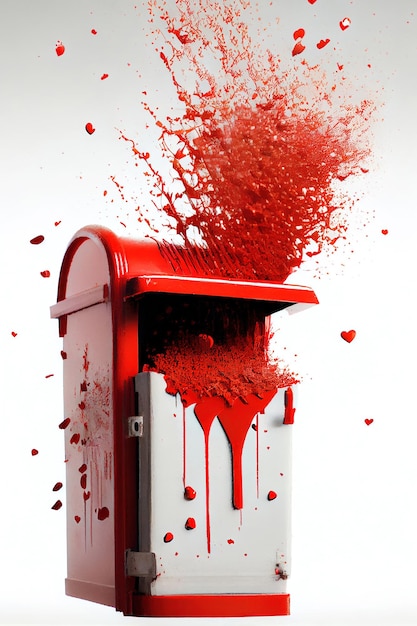 Generative AI illustration of postbox spitting out hearts