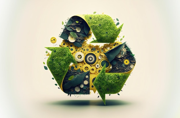 Photo generative ai illustration of recycle logo of environment