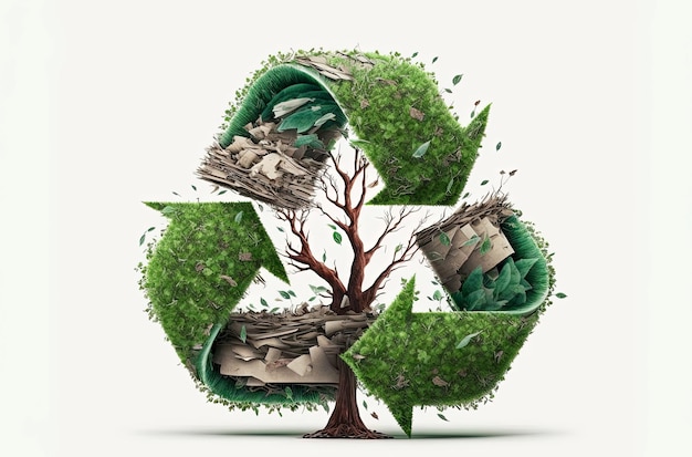 Illustrazione ai generativa del logo recycle dell'ambiente