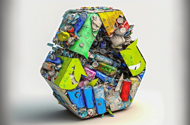 Photo generative ai illustration of recycle logo of environment