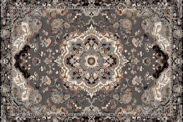 Generative AI illustration Retro Persian Carpet Design in different colors