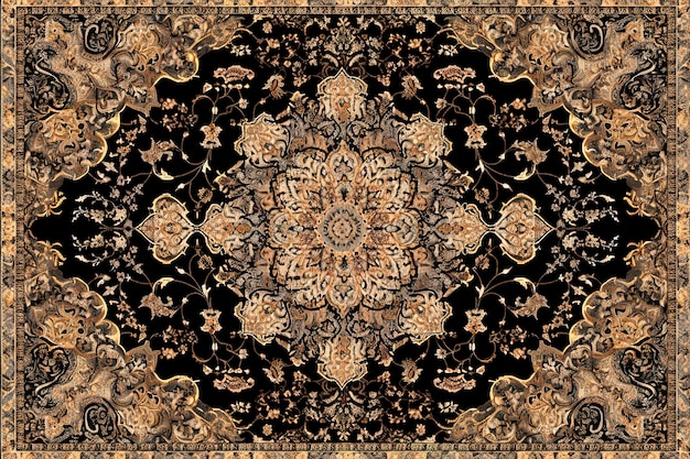 Generative AI illustration Retro Persian Carpet Design in different colors