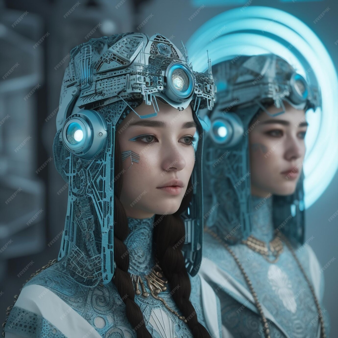 Premium AI Image | Generative ai illustration scifi futuristic couple ...