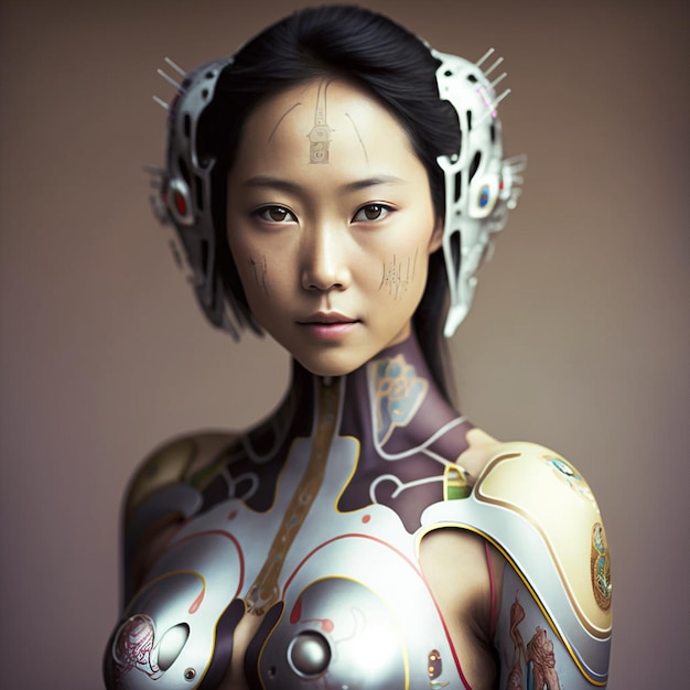 Generative ai illustration scifi futuristic humanoid robot