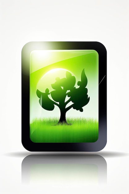 Photo generative ai illustration of shiny nature environment recycling icon on white background