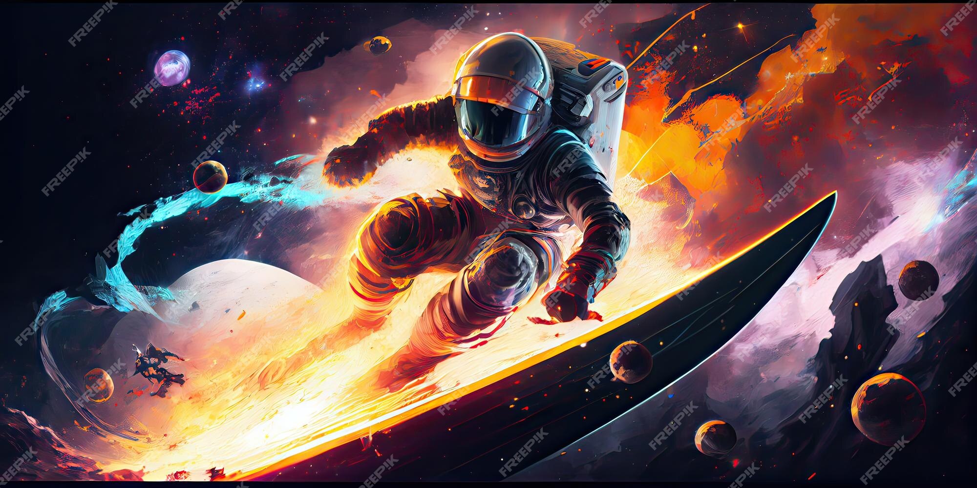 Astronaut Wallpaper 4K, Rocket, Surreal