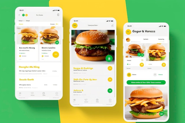 Generative AI illustration of UI Design of a Burguers Website with full screen and vibrant colorful