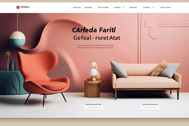 Photo generative ai illustration of webshop page of furniture ecommerce concept