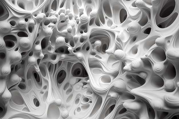 Generative AI Illustration of White Background with Wave and Sponge Shaped Textures Digital Art