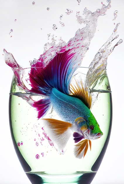 Generative AI illustration of wonderful and colorful betta fish