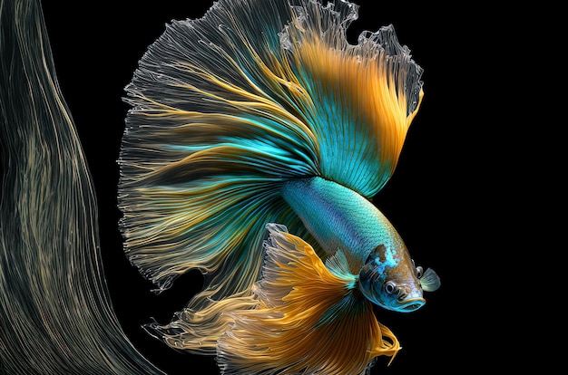 Generative AI illustration of wonderful and colorful betta fish